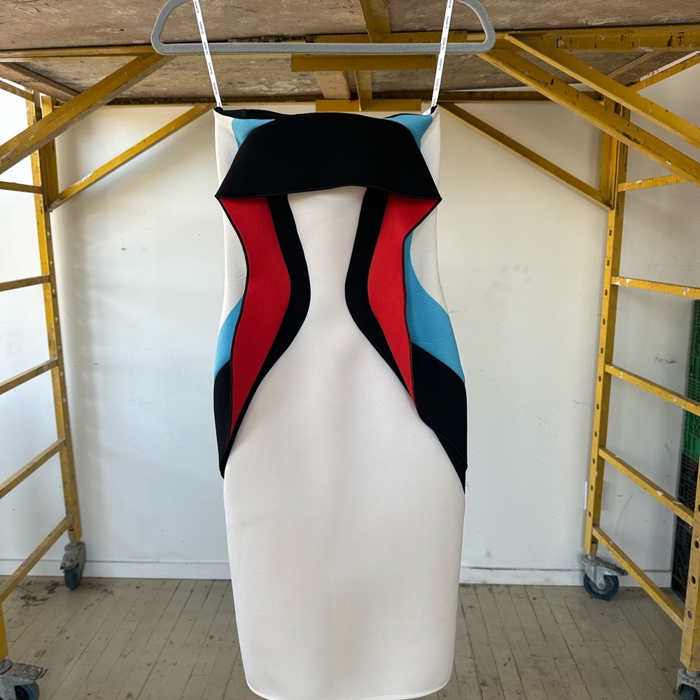 By Johnny Strapless Dress - Red, Blue, White and Black
